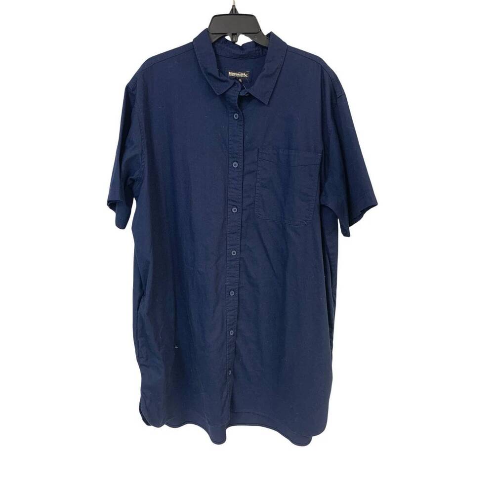 NEW EDDIE BAUER women's button up shirt mini dress - plus in navy